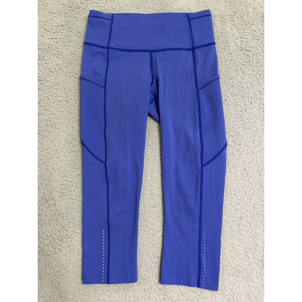Lululemon Fast and Free Crop II Moroccan Blue Nulux 19" Leggings size 6 LW6AKHS